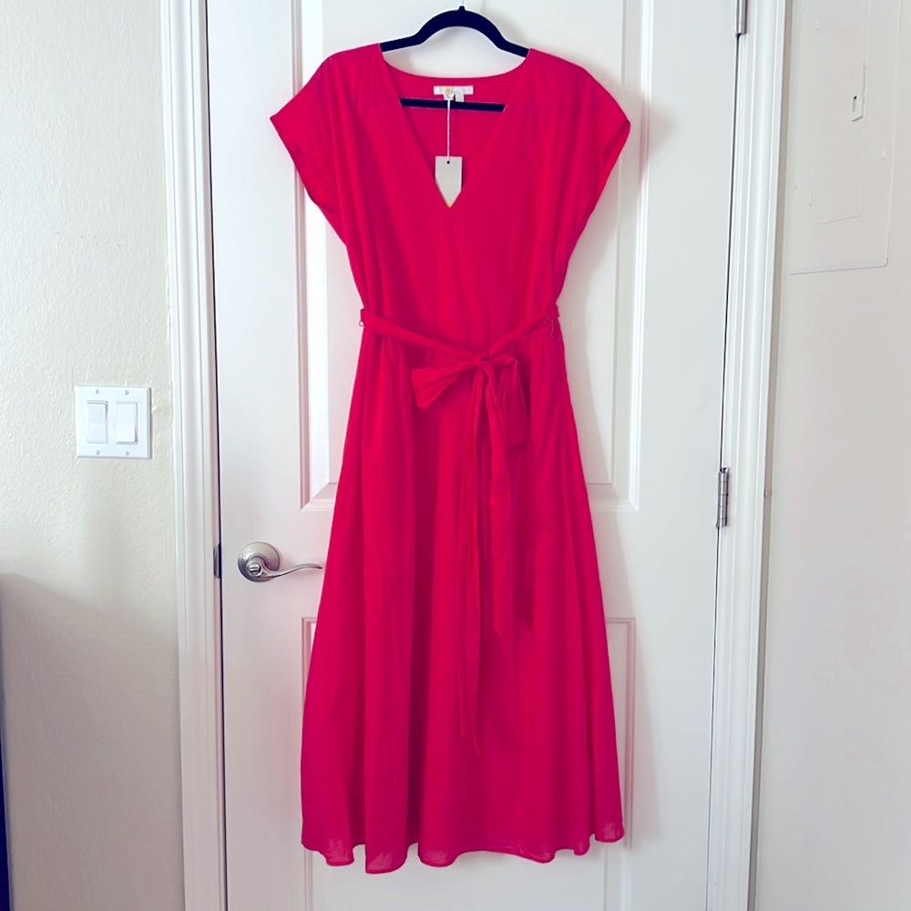 NWT, Boden Cotton Dress, color Radish (it’s true Barbie pink), size 12R